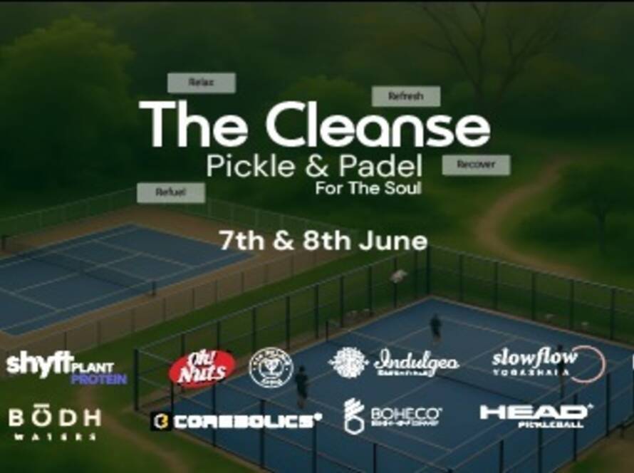 The Cleanse 2025 Pickle & Padel event banner with sponsor logos and court visuals